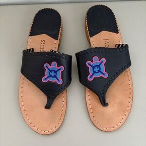 Jack Rogers Navy Turtle Embellished Thong Sandal Size 7 M Nautical Beach Comfort